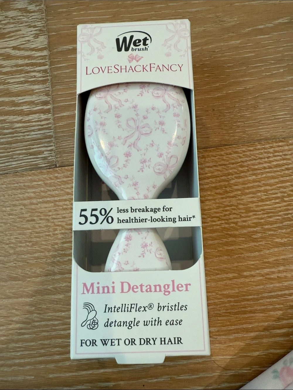 Wet Brush LoveShackFancy Mini Detangler - Pale Pink Bows & Floral